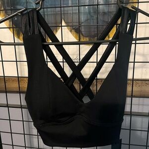 Lanston Sport Black Cross-Back Bralette